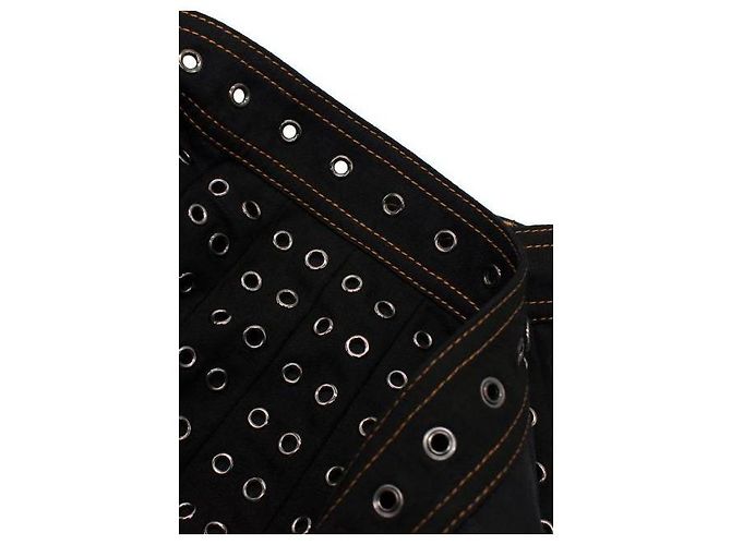 Christian Dior Falda mini plisada negra con ojales Dior Negro - vista 4