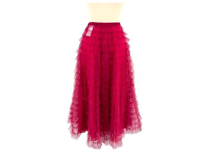 Falda midi de tul frambuesa con volantes Christian Dior Rosa - vista 2