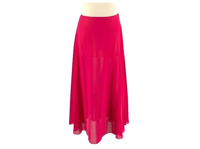 Falda midi de tul frambuesa con volantes Christian Dior Rosa - vista 6