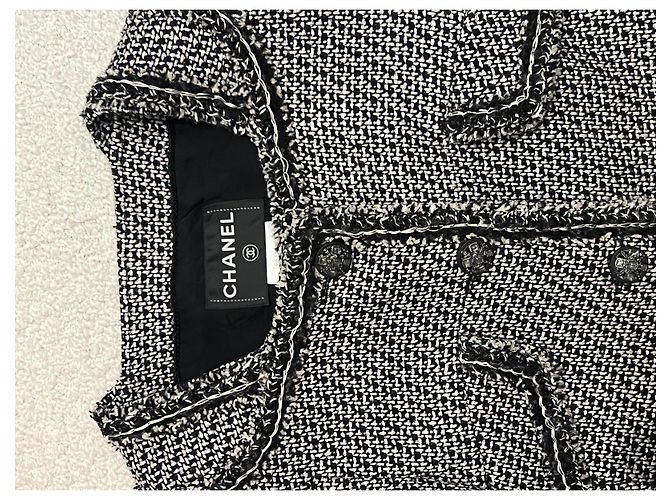 Chanel Tweed Jacke Schwarz Grau Anthrazitgrau - Ansicht 2