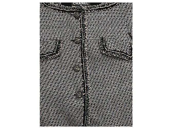Chanel Tweed Jacke Schwarz Grau Anthrazitgrau - Ansicht 3