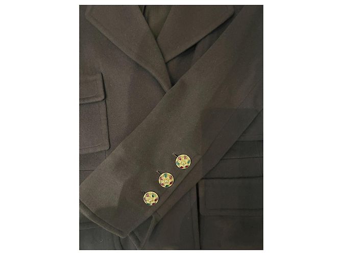 Chanel Braune Jacke Knöpfe Schmuck Dunkelbraun - Ansicht 3