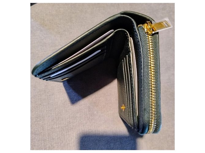 Cartera Saint Laurent de cuero verde con logo dorado - vista 16