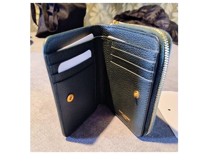 Cartera Saint Laurent de cuero verde con logo dorado - vista 19