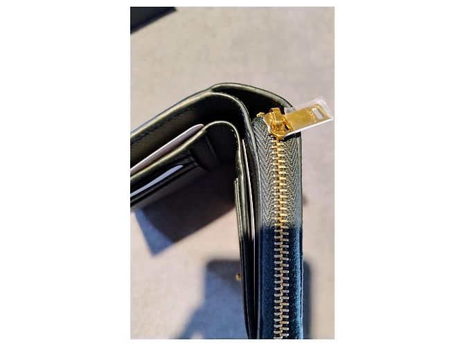 Cartera Saint Laurent de cuero verde con logo dorado - vista 20