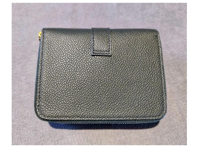 Cartera Saint Laurent de cuero verde con logo dorado - vista 3