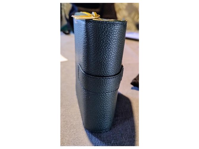 Cartera Saint Laurent de cuero verde con logo dorado - vista 9