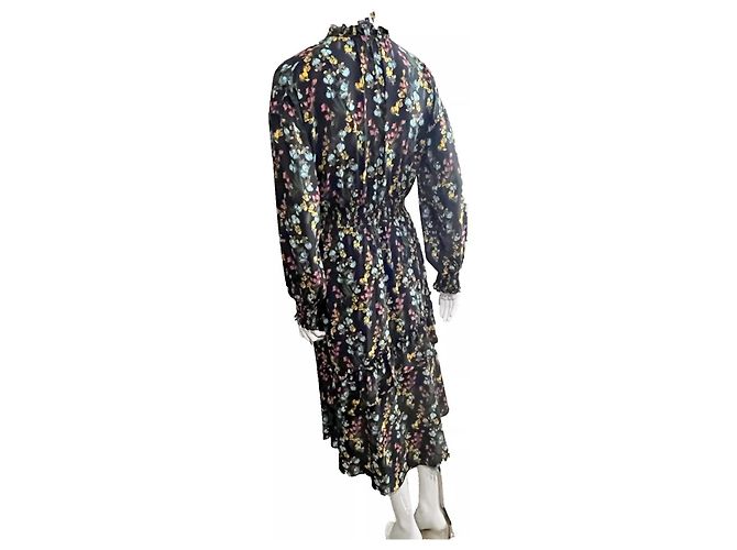 Abito midi nero e floreale Marchesa Notte con maniche lunghe Multicolore - vista 2