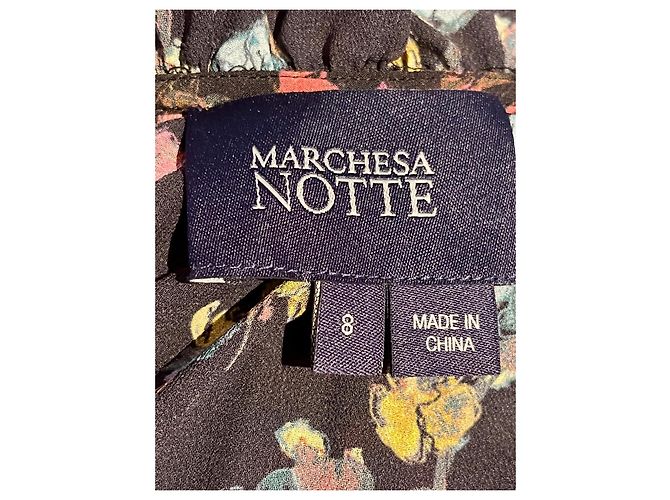 Abito midi nero e floreale Marchesa Notte con maniche lunghe Multicolore - vista 5