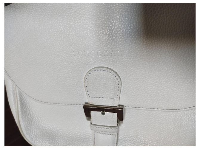 Borsa Longchamp in pelle bianca granulata con patta Bianco - vista 3