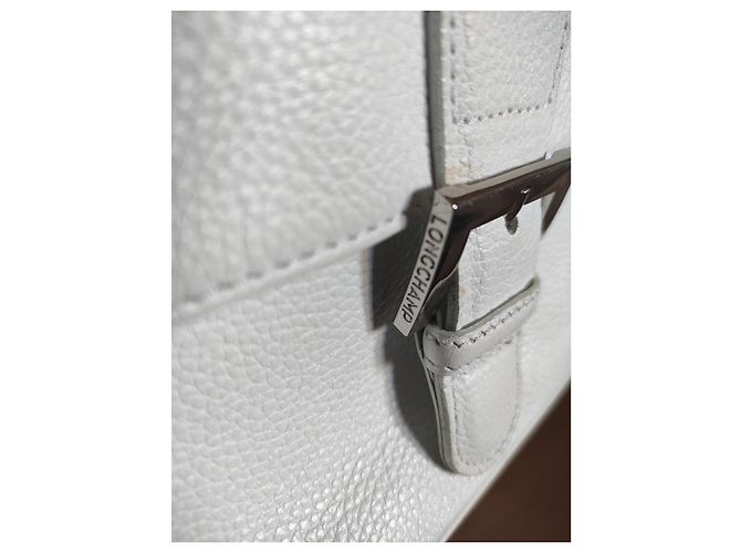 Borsa Longchamp in pelle bianca granulata con patta Bianco - vista 4