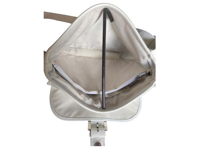 Borsa Longchamp in pelle bianca granulata con patta Bianco - vista 8