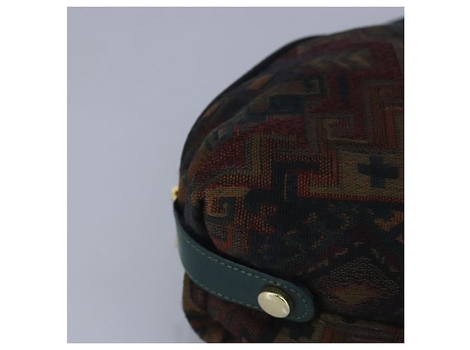 Bolso de mano BALLY de lona verde marrón Auth ti2363 Castaño - vista 14