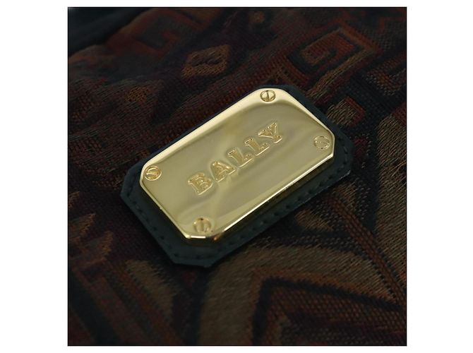 Bolso de mano BALLY de lona verde marrón Auth ti2363 Castaño - vista 17