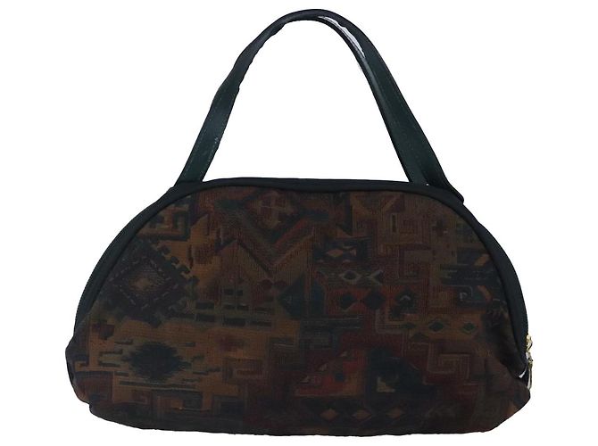 Bolso de mano BALLY de lona verde marrón Auth ti2363 Castaño - vista 2