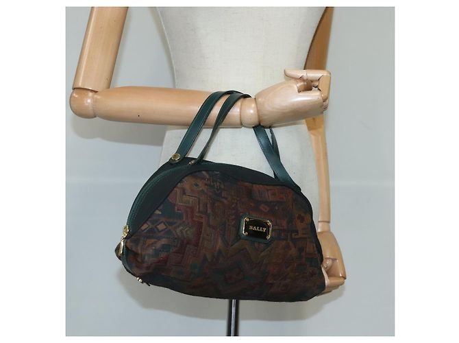 Bolso de mano BALLY de lona verde marrón Auth ti2363 Castaño - vista 22