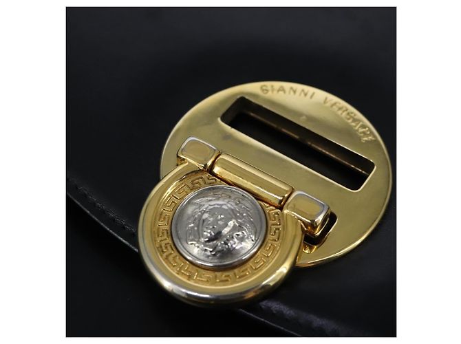 Borsa a spalla Gianni Versace in pelle nera e oro Auth bs20156 Nero D'oro - vista 10