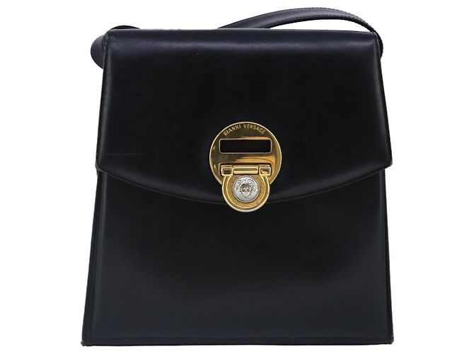 Borsa a spalla Gianni Versace in pelle nera e oro Auth bs20156 Nero D'oro - vista 13