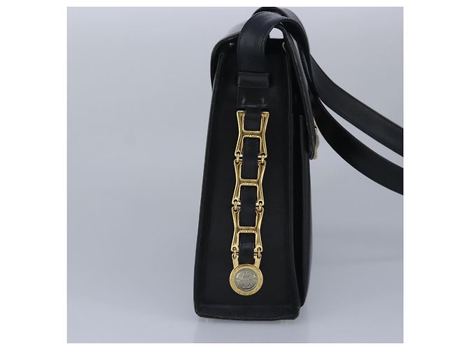 Borsa a spalla Gianni Versace in pelle nera e oro Auth bs20156 Nero D'oro - vista 3