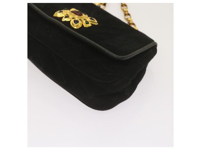 Borsa a spalla CHANEL Chain Gripoix in suede nero CC Auth hk1073 - vista 10