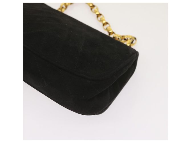 Borsa a spalla CHANEL Chain Gripoix in suede nero CC Auth hk1073 - vista 12