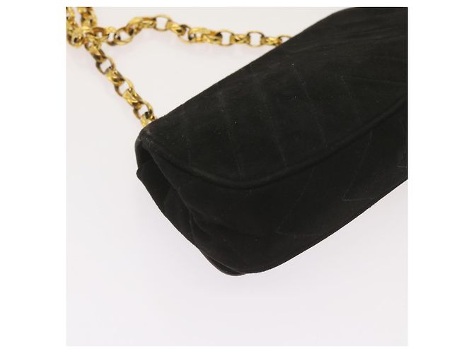 Borsa a spalla CHANEL Chain Gripoix in suede nero CC Auth hk1073 - vista 13