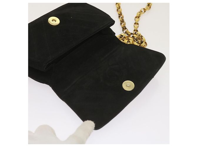 Borsa a spalla CHANEL Chain Gripoix in suede nero CC Auth hk1073 - vista 15