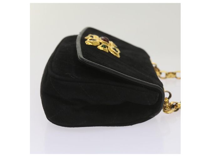 Borsa a spalla CHANEL Chain Gripoix in suede nero CC Auth hk1073 - vista 4