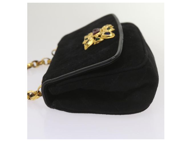 Borsa a spalla CHANEL Chain Gripoix in suede nero CC Auth hk1073 - vista 5