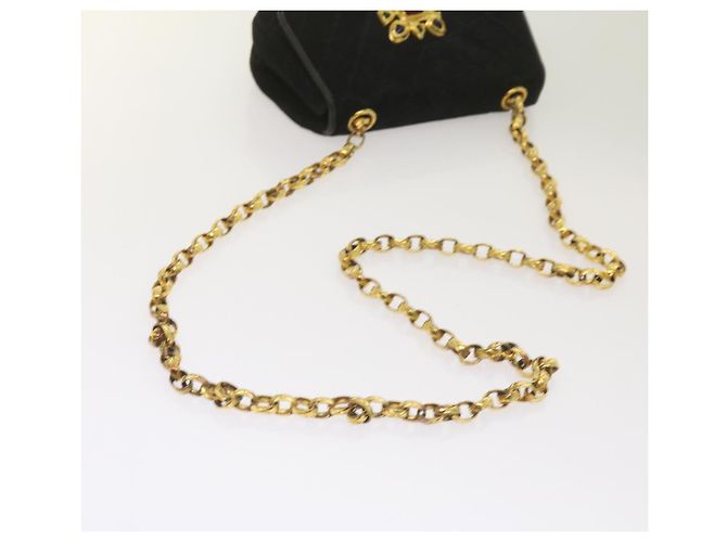 Borsa a spalla CHANEL Chain Gripoix in suede nero CC Auth hk1073 - vista 7