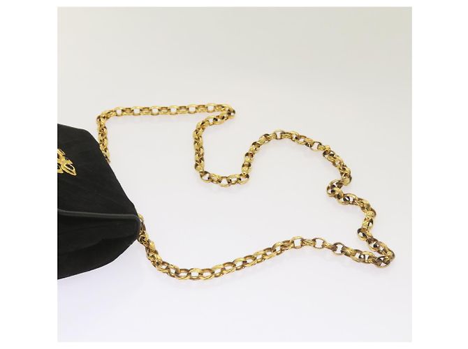 Borsa a spalla CHANEL Chain Gripoix in suede nero CC Auth hk1073 - vista 8
