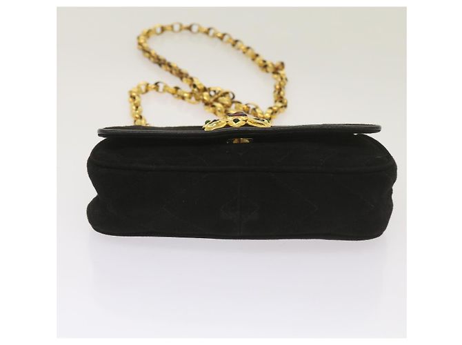 Borsa a spalla CHANEL Chain Gripoix in suede nero CC Auth hk1073 - vista 9