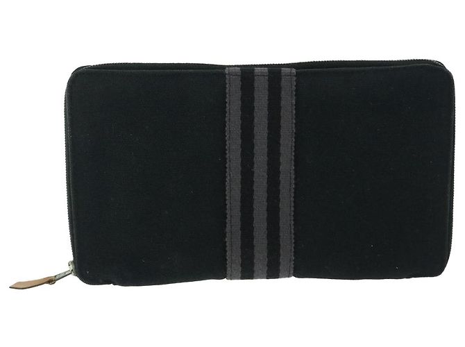 Hermès HERMES Fourre Tout Perth GM Portafoglio Lungo Canvas Nero Auth bs11999 - vista 2