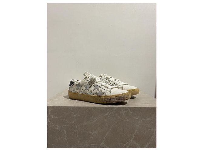 Sneakers SAINT LAURENT T.EU 34.5 Pelle Bianco - vista 2