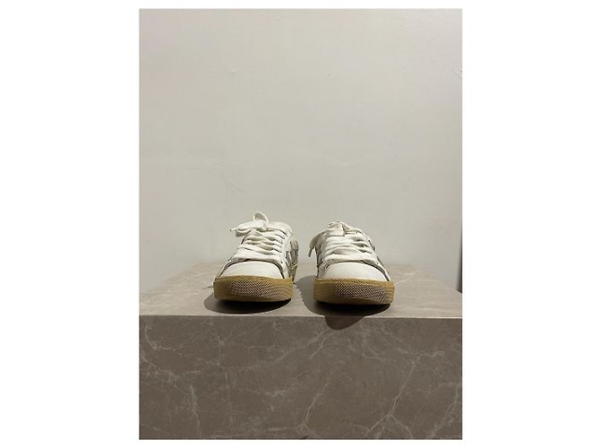 Sneakers SAINT LAURENT T.EU 34.5 Pelle Bianco - vista 3