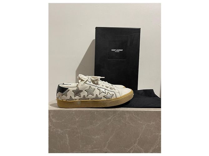 Sneakers SAINT LAURENT T.EU 34.5 Pelle Bianco - vista 7