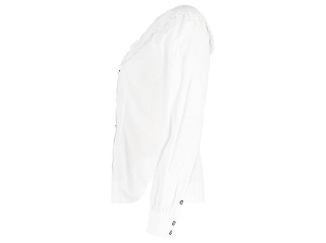 Camisa de botón con cuello oversized en algodón blanco Ganni - vista 2