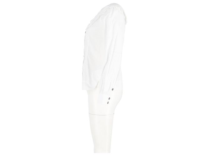 Camisa de botón con cuello oversized en algodón blanco Ganni - vista 5