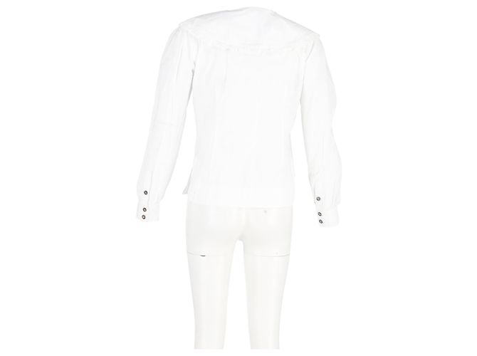 Camisa de botón con cuello oversized en algodón blanco Ganni - vista 6