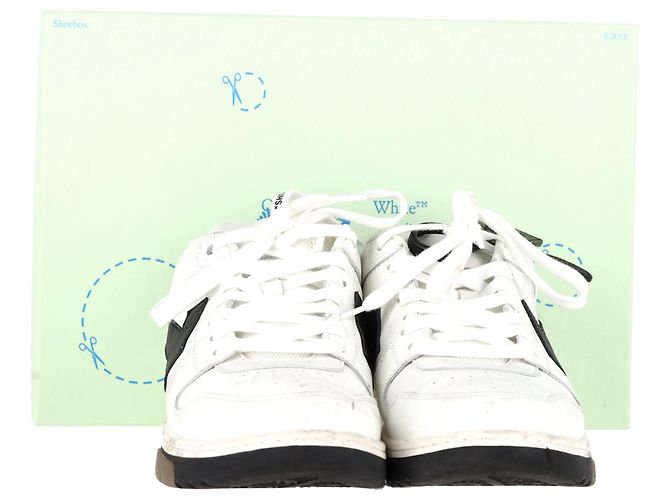 Off White Baskets à lacets Off-White Out of Office en cuir blanc - vue 9