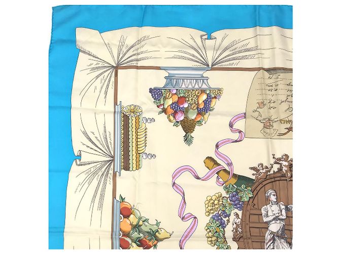 Hermès Hermes Silk Scarf A LA GLOIRE DE LA CUISINE FRANCAISE Blue - view 2
