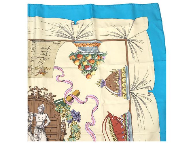 Hermès Hermes Silk Scarf A LA GLOIRE DE LA CUISINE FRANCAISE Blue - view 3