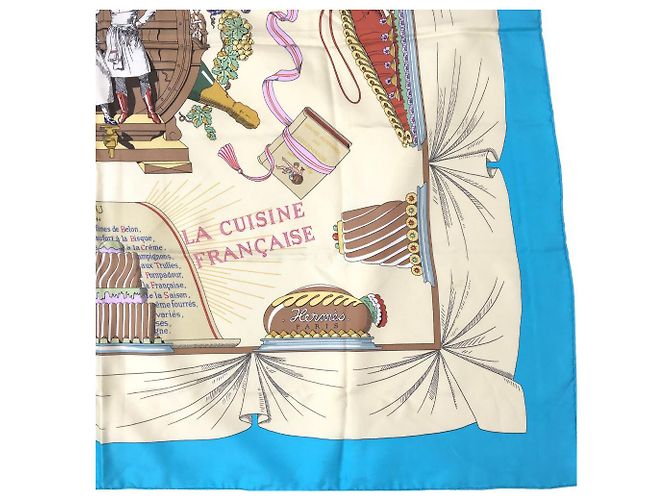 Hermès Hermes Silk Scarf A LA GLOIRE DE LA CUISINE FRANCAISE Blue - view 5