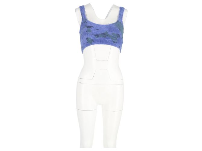 Autre Marque Rotate Birger Christensen Bridy Knit Crop Top en Nylon Azul Azul claro - vista 3