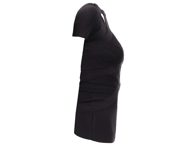 Herve Leger top bandage com decote em V e recorte no peito com mangas curtas - vista 4