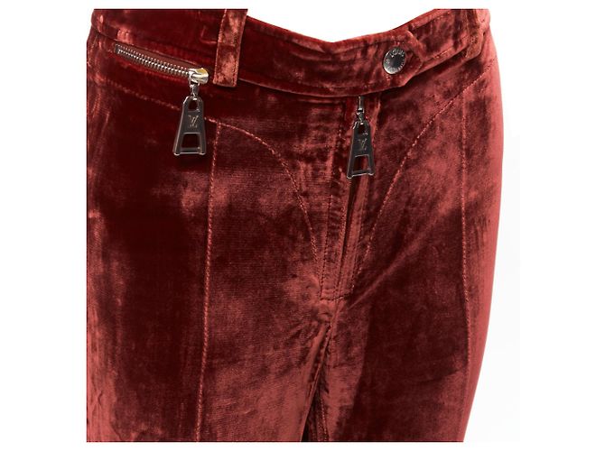 Pantaloni larghi in velluto con zip e logo Louis Vuitton Marrone - vista 2