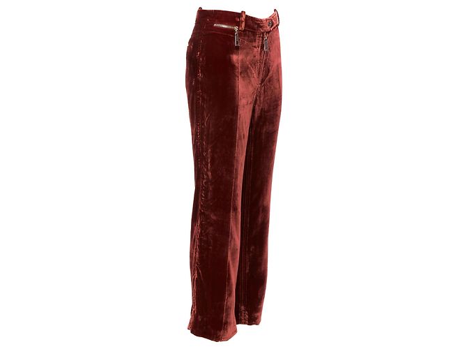 Pantaloni larghi in velluto con zip e logo Louis Vuitton Marrone - vista 3