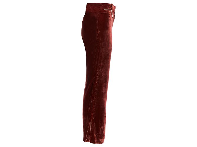 Pantaloni larghi in velluto con zip e logo Louis Vuitton Marrone - vista 4
