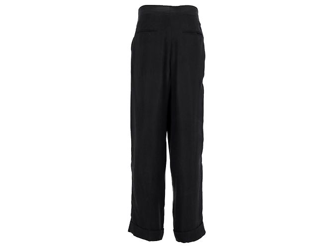 Pantaloni a gamba larga Giorgio Armani in cupro nero - vista 3