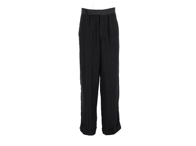 Pantaloni a gamba larga Giorgio Armani in cupro nero - vista 6